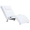 vidaXL Chaise longue de massagem c/ almofada couro artificial branco