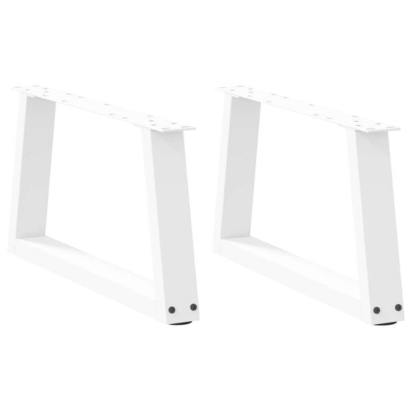 vidaXL P&eacute;s para mesa de centro em V, 2 pe&ccedil;as, branco, 60x(30-31,3) cm, a&ccedil;o