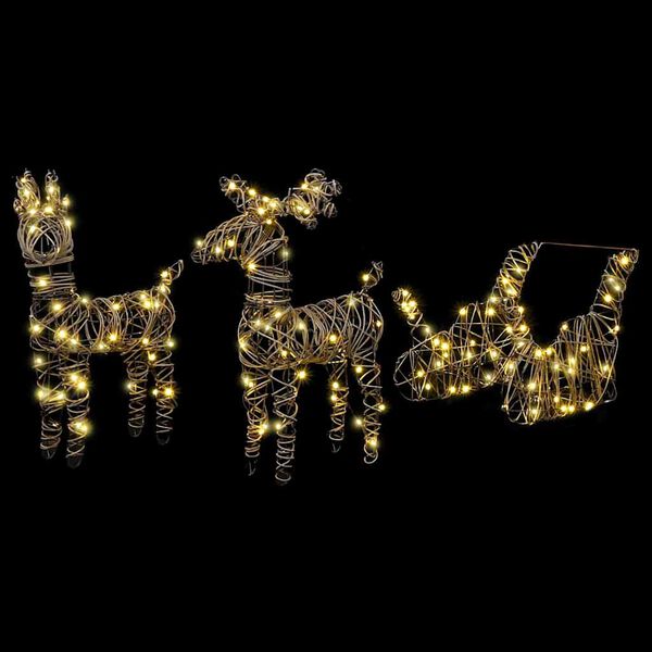 vidaXL Tren&oacute; Puxado por Rena Branco quente 52.5 x 28 x 32.5 cm Vime