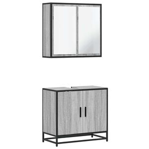 vidaXL 2 pcs conjunto m&oacute;veis WC derivados de madeira sonoma cinza