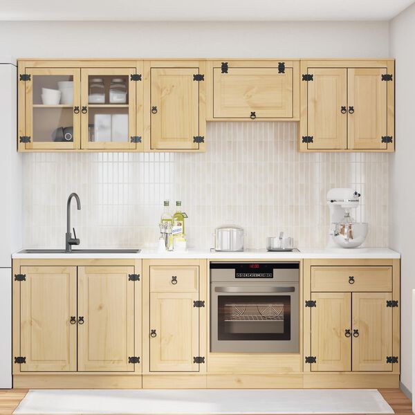 vidaXL Arm&aacute;rio SKI 8 pcs Castanho Mel Madeira de Pinheiro S&oacute;lida