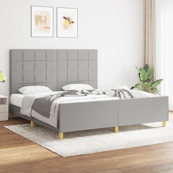 vidaXL Estrutura de cama sem colch&atilde;o 180x200 cm tecido cinzento-claro
