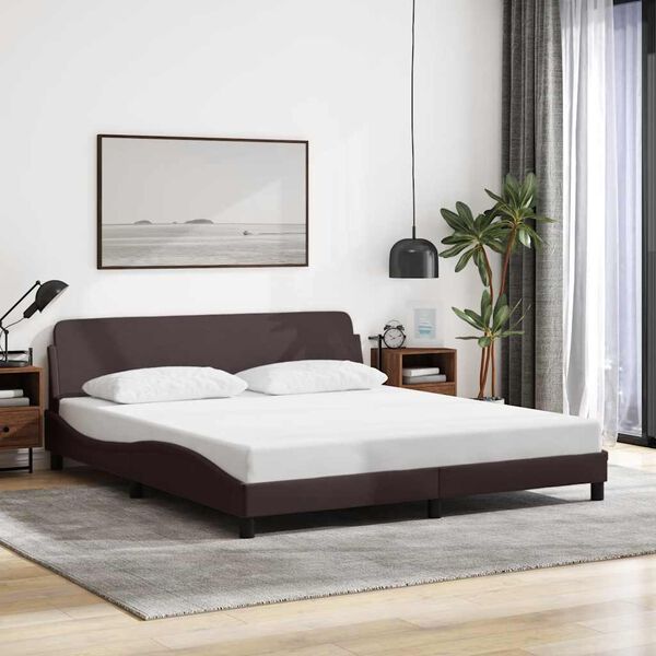 vidaXL Estrutura de cama Dover 180x200 cm tecido castanho-escuro