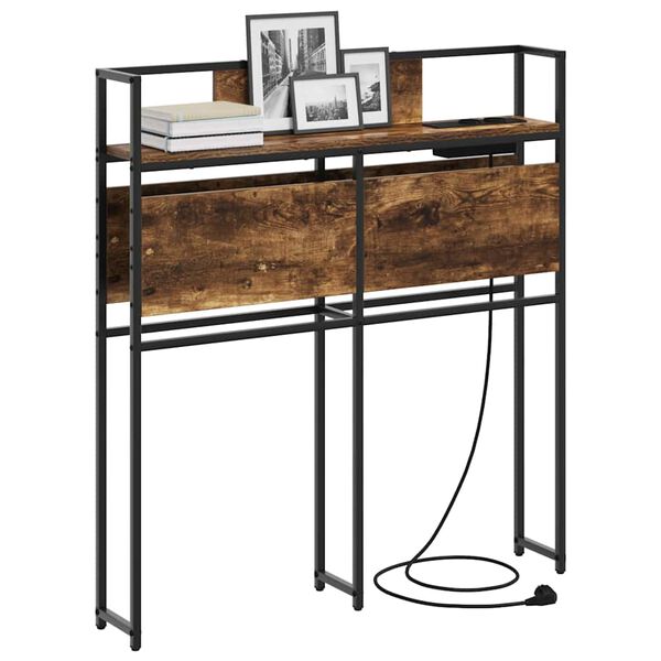 vidaXL Cabeceira de armazenamento com prateleira Carvalho fumado 80 cm