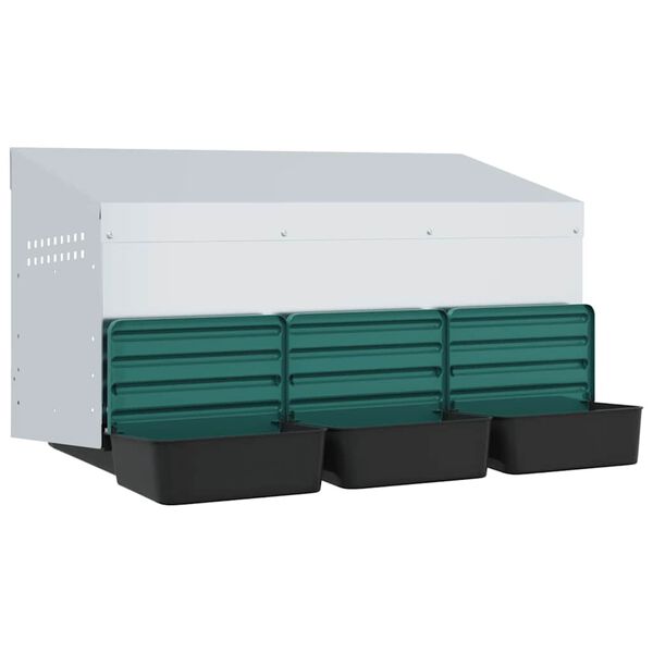 vidaXL Caixa de nidifica&ccedil;&atilde;o para galinhas com 3 compartimentos, montada na parede, em a&ccedil;o galvanizado