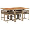 vidaXL 7 pcs conjunto de jantar p/ jardim com almofad&otilde;es vime PE bege