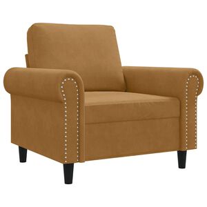 vidaXL Poltrona 60 cm veludo castanho