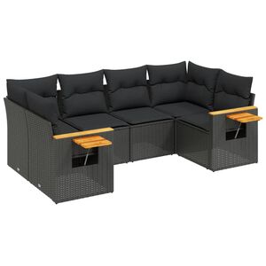 vidaXL 6 pcs conjunto sof&aacute;s de jardim c/ almofad&otilde;es vime PE preto