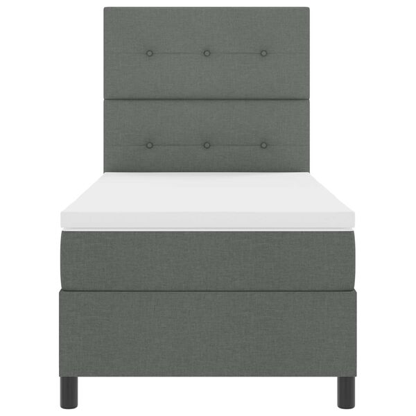 vidaXL Cama Box com colch&atilde;o com led Cinzento escuro 90 x 200 cm tecido