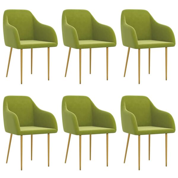 vidaXL Cadeiras de jantar 6 pcs veludo verde-claro