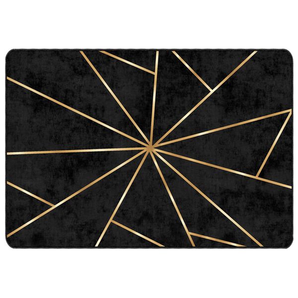 vidaXL Tapete lav&aacute;vel 120x180 cm preto e dourado