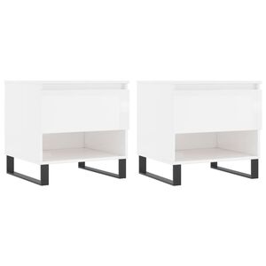 vidaXL Mesas de centro 2pcs 50x46x50cm deriv. madeira branco brilhante