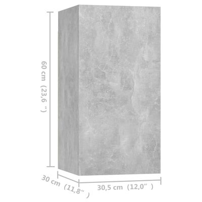 vidaXL Móveis de TV 2 pcs 30,5x30x60 cm contraplacado cinzento cimento