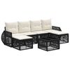 vidaXL Conjunto de Sof&aacute; de Jardim 7 pcs Preto e Branco Creme vime PE