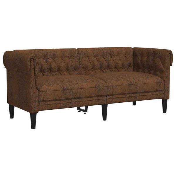 vidaXL Sofá Chesterfield com almofada Castanho 182.5 x 74.5 x 74.5 cm