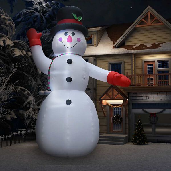 vidaXL Boneco de neve insuflável Natal com LED IP44 600 cm XXL