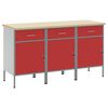 vidaXL Arm&aacute;rio de Trabalho 3 unid. Vermelho e Cinza 150 x 55 x 85 cm