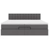 vidaXL Estrutura de cama otomana com colch&atilde;o cinza couro falso