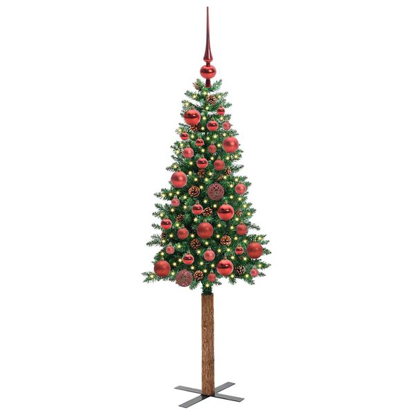 vidaXL &Aacute;rvore de Natal Slim com 150 LEDs com suporte Verde 150 cm