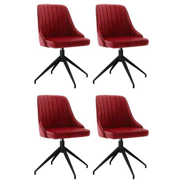 vidaXL Cadeiras de jantar 4 pcs veludo vermelho tinto