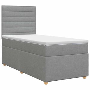 vidaXL Cama box spring com colch&atilde;o Cinzento-claro 80 x 200 cm Tecido