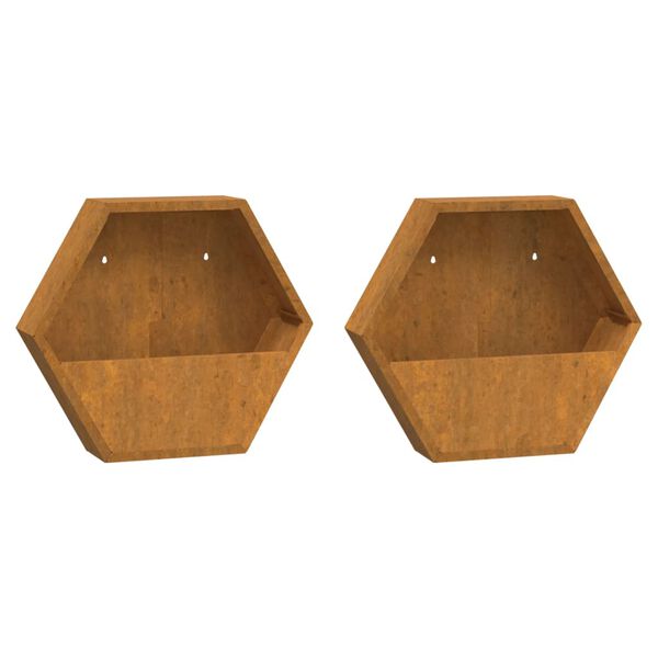vidaXL Vasos/floreiras de parede 2 pcs a&ccedil;o corten cor enferrujado