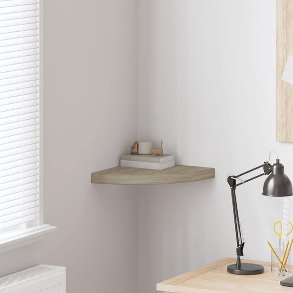 vidaXL Prateleira de canto suspensa 35x35x3,8cm MDF cor carvalho