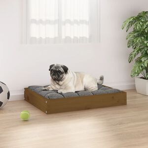 vidaXL Cama para c&atilde;es 61,5x49x9 cm pinho maci&ccedil;o castanho mel