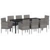 vidaXL Conjunto de Jantar para Jardim 9 unid. Cinzeto vime PE