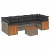vidaXL 8 pcs conjunto sof&aacute;s de jardim c/ almofad&otilde;es vime PE cinzento