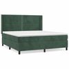 vidaXL Cama com molas/colch&atilde;o 160x200 cm veludo verde-escuro