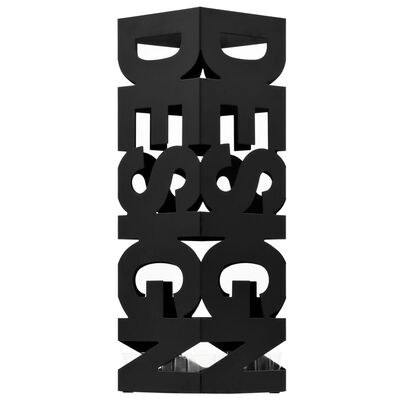 vidaXL Suporte para guarda-chuvas design em aço preto