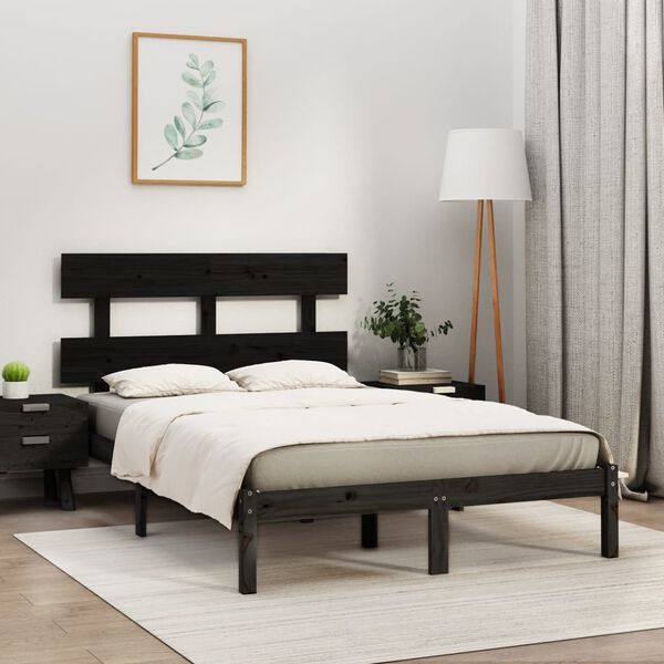 vidaXL Estrutura de cama 200x200 cm madeira maciça preto