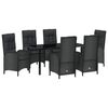 vidaXL Conjunto de Jantar para Jardim 7 unid. Preto vime PE