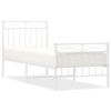 vidaXL Estrutura de cama com cabeceira e p&eacute;s 75x190 cm metal branco