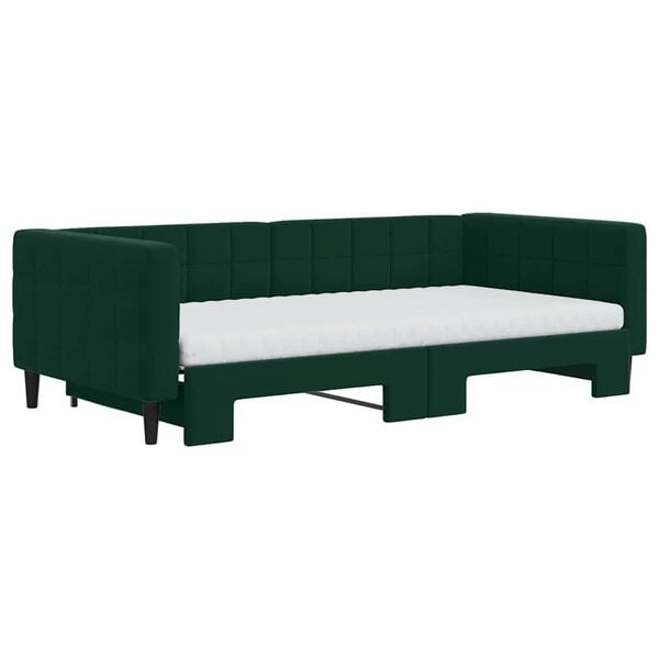 vidaXL Sof&aacute;-cama c/ gavet&atilde;o e colch&otilde;es 100x200cm veludo verde-escuro