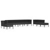 vidaXL 10 pcs conjunto lounge de jardim c/ almofad&otilde;es vime PE preto