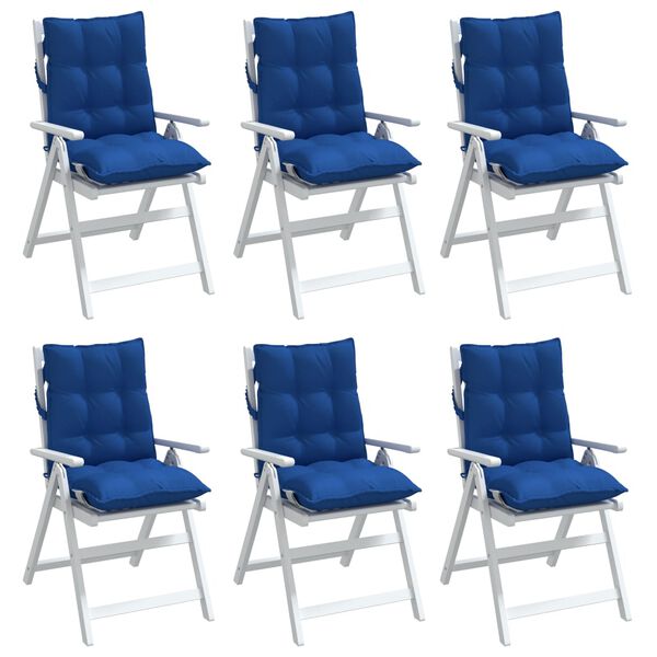 vidaXL Almofad&otilde;es cadeira encosto baixo 6 pcs tecido oxford azul real