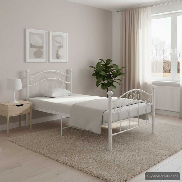 vidaXL Estrutura de cama 100x200 cm metal branco