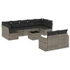 vidaXL 10 pcs conjunto sof&aacute;s de jardim c/ almofad&otilde;es vime PE cinzento