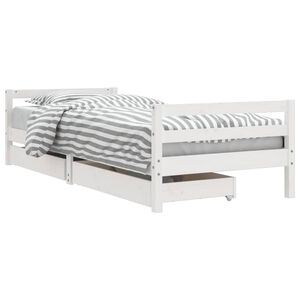 vidaXL Estrutura cama infantil c/ gavetas 90x200cm pinho maciço branco