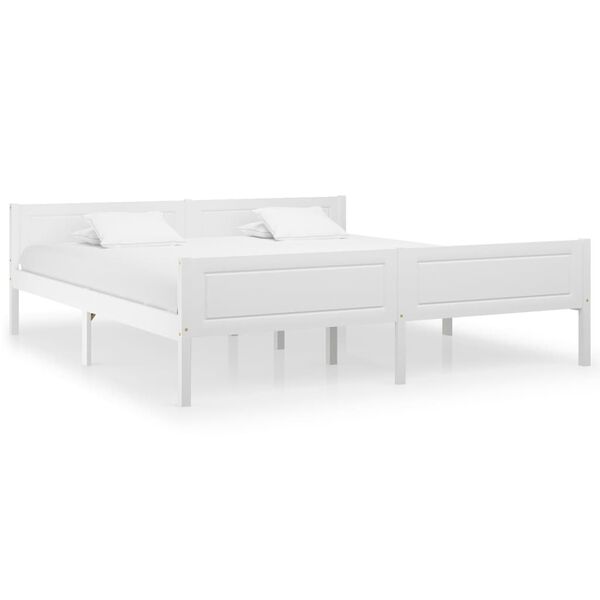 vidaXL Estrutura de cama em pinho maci&ccedil;o 180x200 cm branco