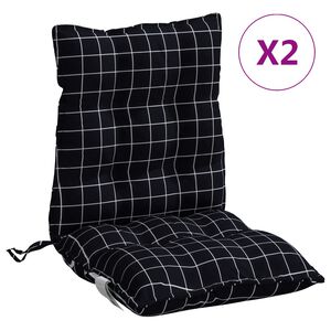 vidaXL Almofad&otilde;es cadeira encosto baixo 2 pcs oxford xadrez preto