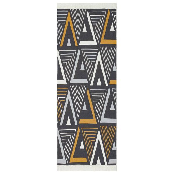 vidaXL Tapete 100x300 cm algod&atilde;o amarelo e cinzento