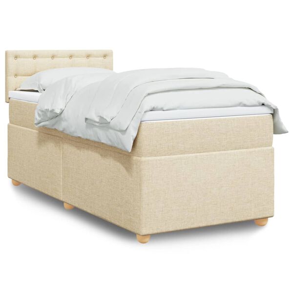 vidaXL Cama com molas/colch&atilde;o 90x200 cm tecido cor cr&egrave;me
