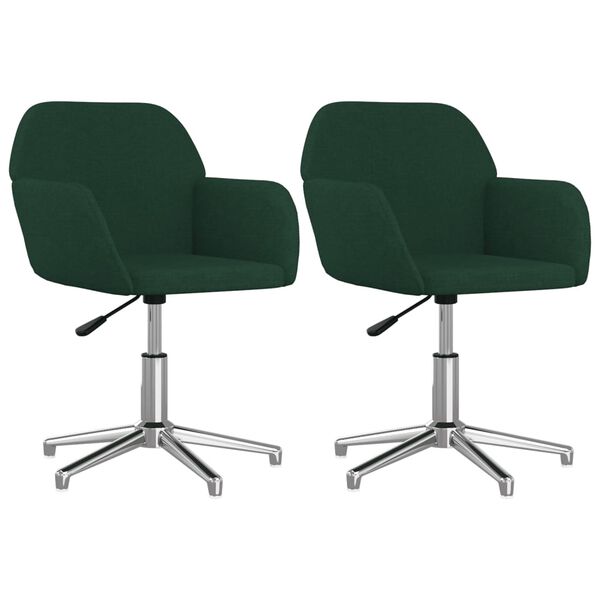 vidaXL Cadeiras de jantar girat&oacute;rias 2 pcs tecido verde-escuro