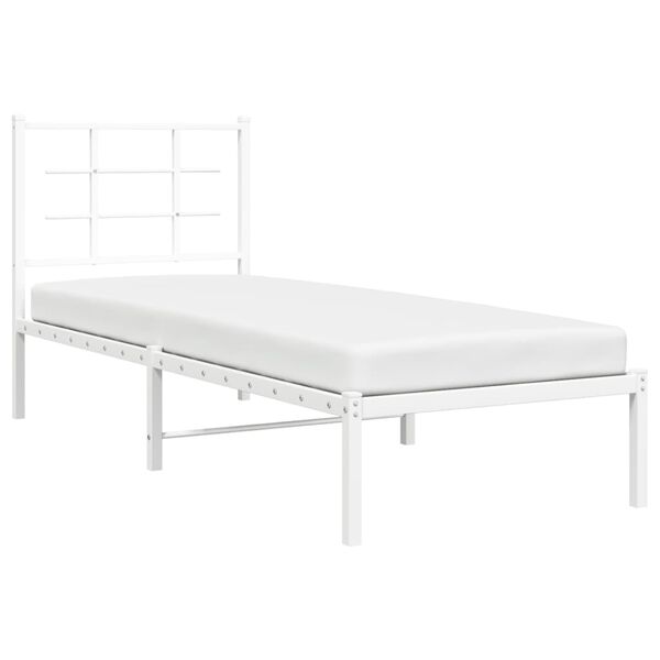 vidaXL Estrutura de cama com cabeceira 80x200 cm metal branco