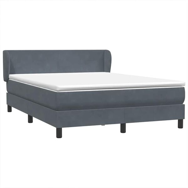 vidaXL Cama com molas/colch&atilde;o 160x210 cm veludo cinzento-escuro