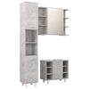 vidaXL 3 pcs conj. m&oacute;veis casa de banho contraplacado cinzento cimento
