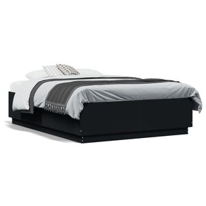vidaXL Estrutura de cama 135x190 cm derivados de madeira preto
